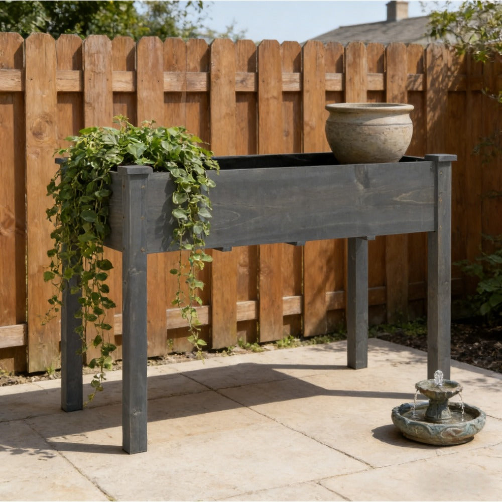 118x59x76 cm Solid Wood Gray Plant Pot | Removable, Temporary, Large Capacity with Drainage Holes, Suitable for Indoor and Outdoor Use
