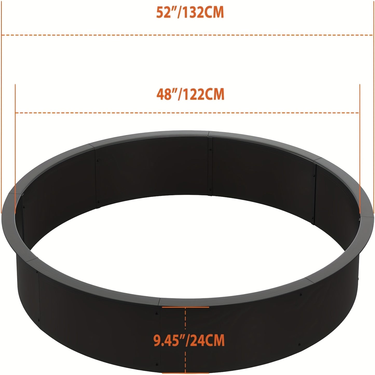 Vuurkorfring – Vuurkorfring – Vuurring – Tuinvuurring – Kampvuurring – 122 cm Diameter – Carbon Staal Met Roestwerende Coating – Eenvoudige Montage Zonder Gereedschap