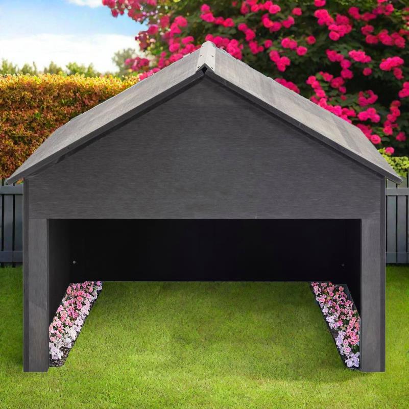 Grijze Tuintafel – Buiten Tafel – Tuinmeubel – Terrastafel – Balkonmeubel – Weerbestendig WPC – Stevig Metalen Frame 80x80x70 cm