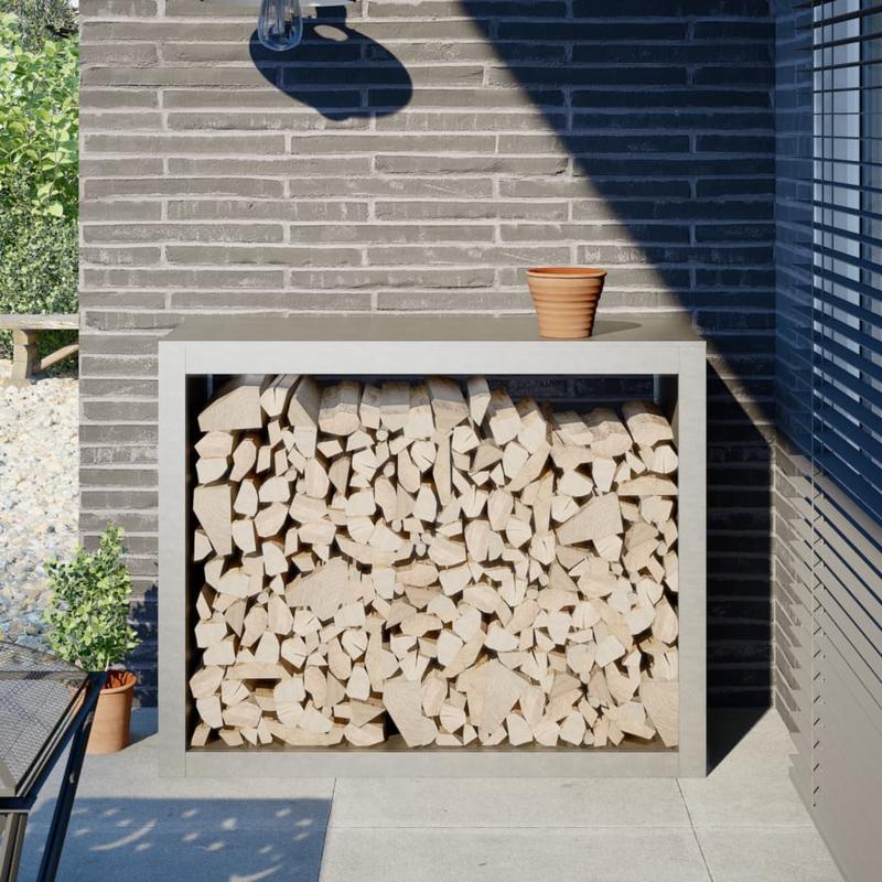 Houthouder – Houtopslag – Brandhoutrek – Buitenrek – Tuinhouder – Roestvrij Staal – 100x40x80 cm – Uittrekbare Plank
