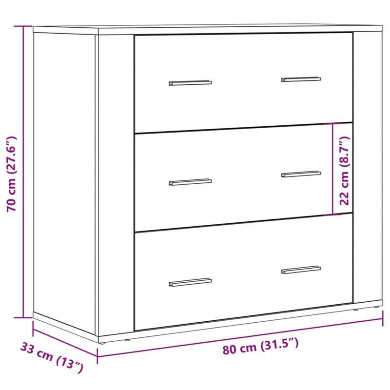 Sideboard 80x33x70cm edited wood oud woodkleurig Removable storage practical