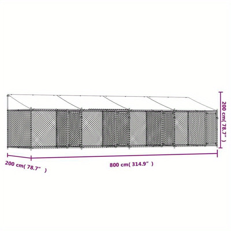 Hondenhok – Hondenhuis – Hondenkennel – Hondenhuisje – Hondenverblijf – Gegalvaniseerd Staal – Weerbestendig Met Dak En Deuren – 80x20x20 cm