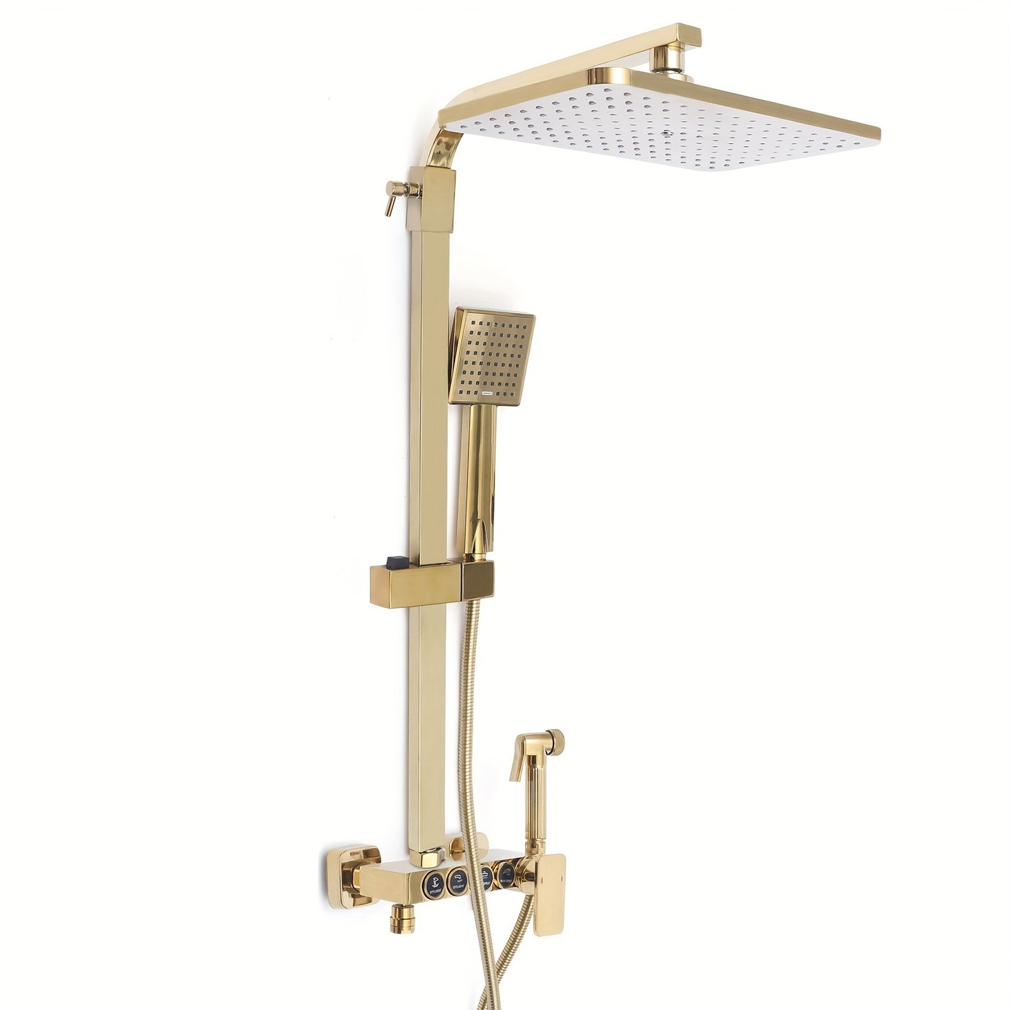Douche Systeem – Douche Set – Complete Douche Set – Badkamer Douche – Regendouche – Gouden 4-in-1 Douche Systeem – 22,86x22,86 cm Regendouche – Messing Duurzaam