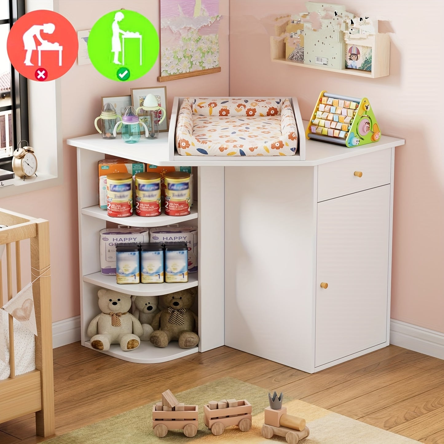 Slaapkamerkast – Dressoir – Opbergkast – Ladekast – Witte Hoekkast – Houten Constructie – 85x85x86,5 cm – Multifunctioneel Opberger