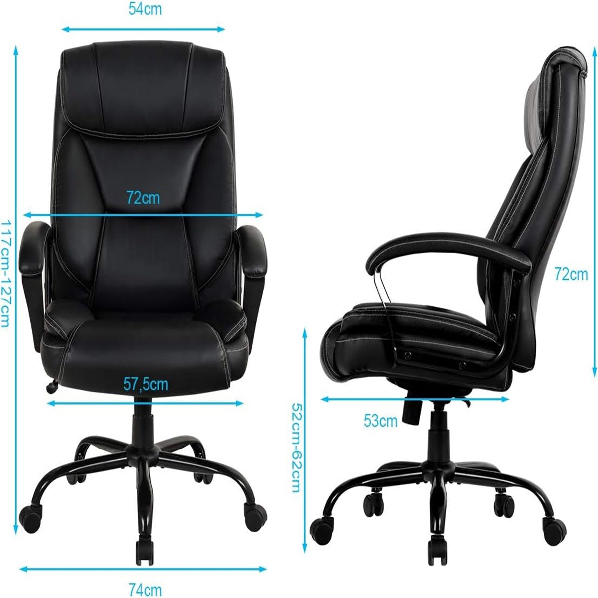 Bureaustoel – Office Chair – Ergonomische Stoel – Gamestoel – Bureaufiets – Verstelbare Zithoogte – Zacht PU-Materiaal