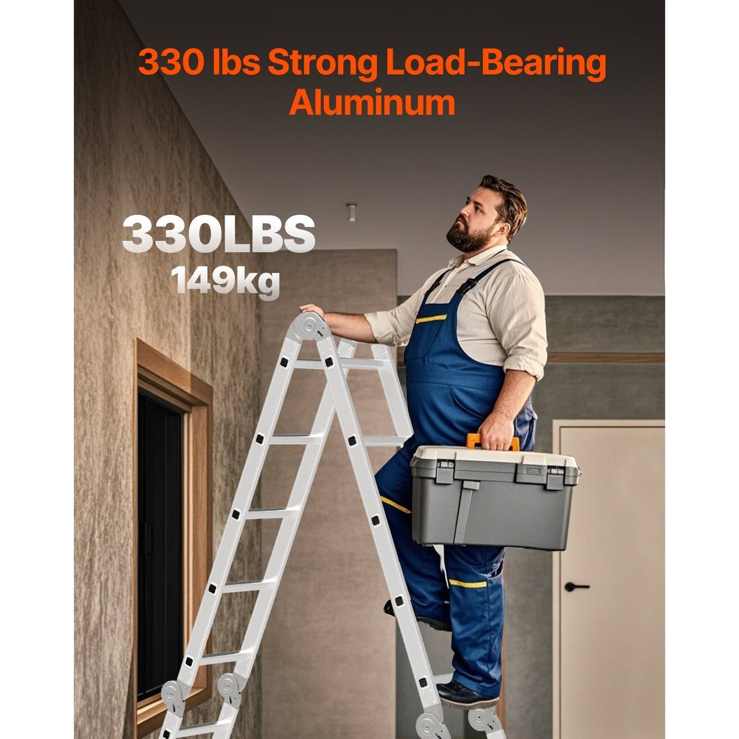 Inklapbare Ladder – Multitrap – Werksteiger – Trapladder – Platformladder – Lichtgewicht Aluminium – 3,6 Meter Bereik