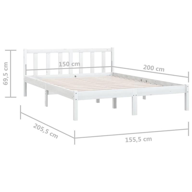 White Solid Pine Bed Frame 150x200cm King Size Practical, removable, suitable for all seasons, Home Bedding, Allseason Bed, Clean Aesthetic, Contemporary Design, Durable Construction, Highquality Wood, Easy Assembly, Practica