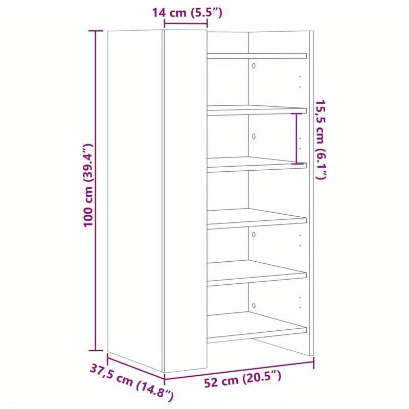 Modern Brown Oak Wood Shoe Cabinet with Multiple Shelves – Sturdy, Moisture-Resistant Storage for Living Rooms, Bedrooms, and Entryways, Shoe Storage Organizer