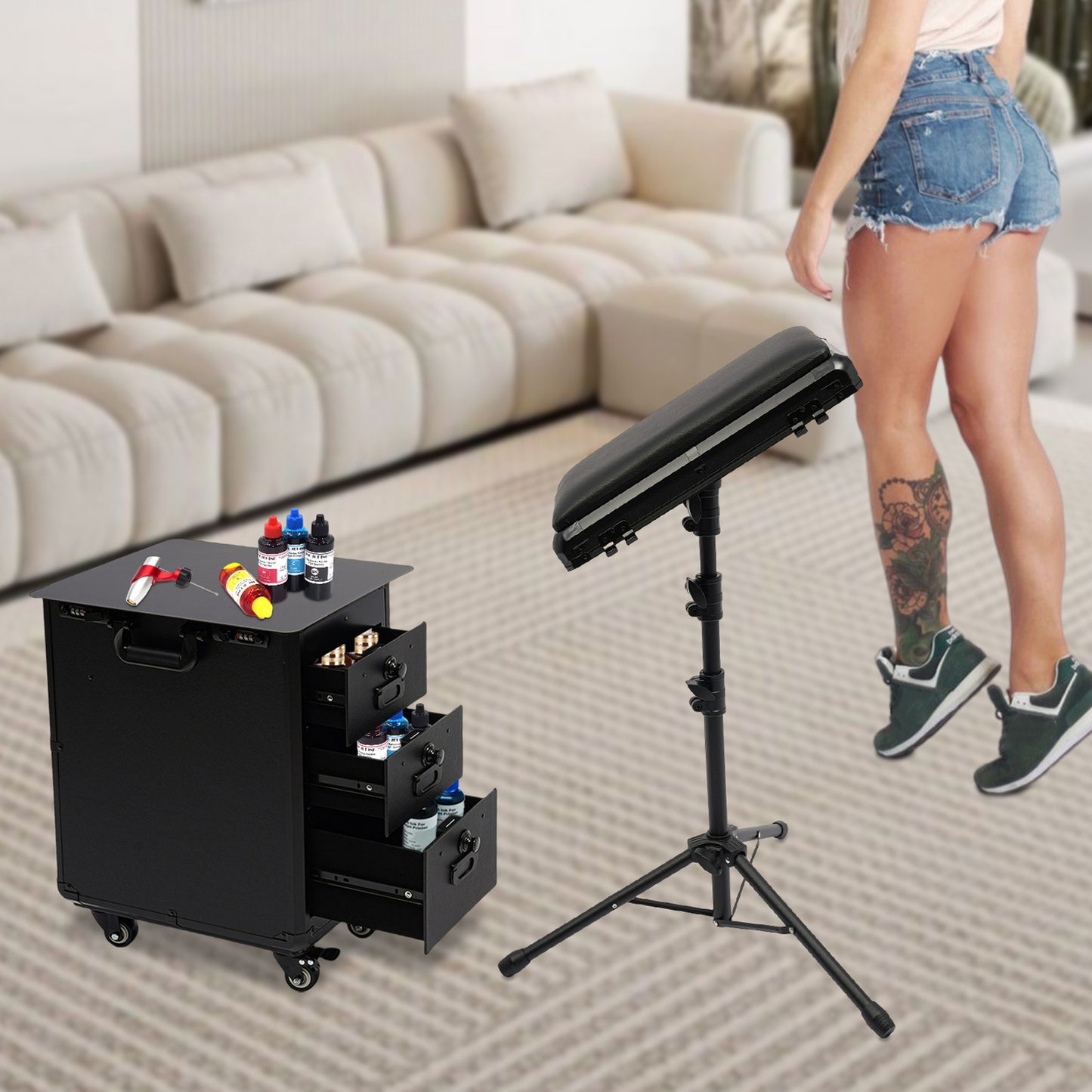Professionele Makeup Koffer – Make-up Trolley – Cosmetica Koffer – Visagie Koffer – Beauty Organizer – Zwart – Stevig Aluminium Frame – Verstelbare Handgreep Met Wielen
