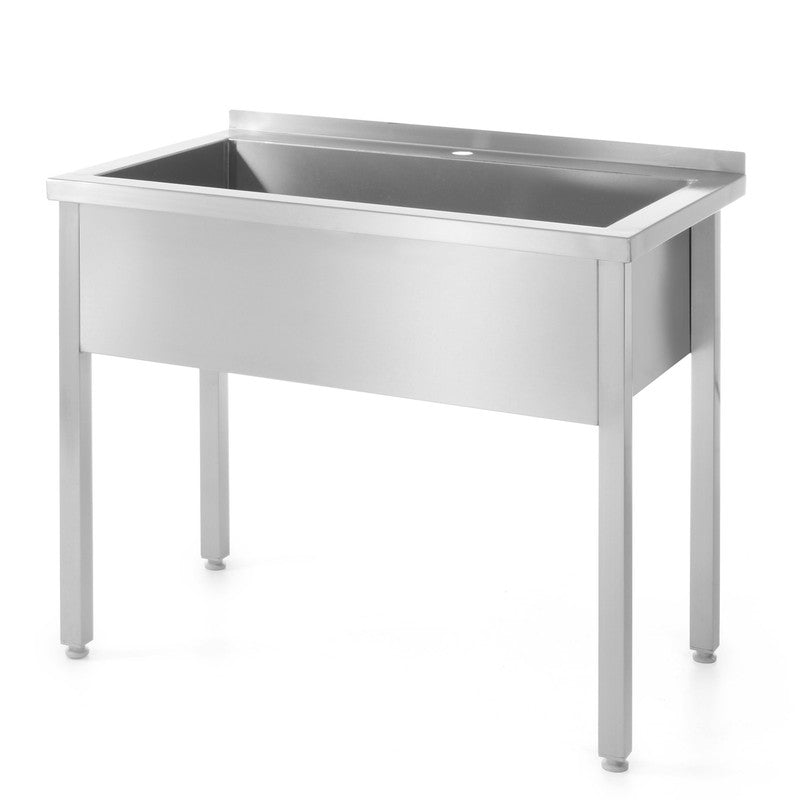 Keukentafel met Spoelbak – Spoeltafel – Werktafel – RVS Tafel – Inox Spoelbak – Enkelvoudige Spoelbak – Hoogwaardig RVS AISI 304 – Verstelbare Poten 80x60 cm