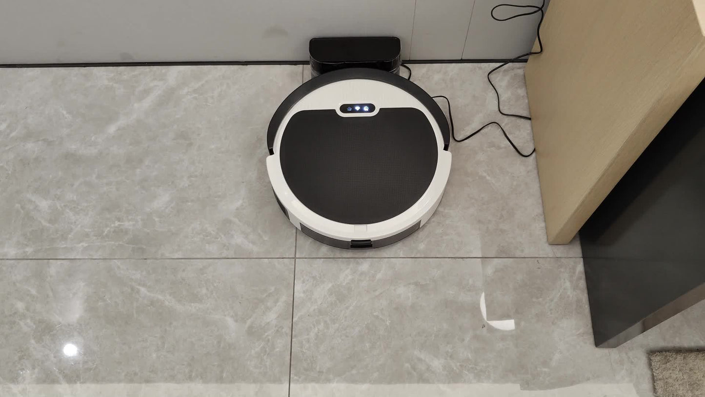 Robot Vacuum, 4000Pa Strong Suction, 2.4G WiFi/APP/Alexa, 120 Min Runtime, Self-Charging Robotic Vacuum Cleaner, Slim, Quiet, 4 Cleaning Modes Ideal for Pet Hair, Hard Floors, Black White