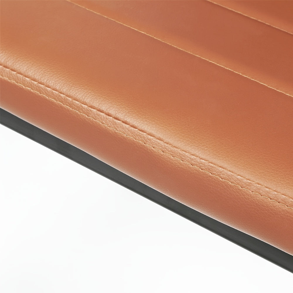 Eetkamerstoelen – Stoelen – Kuipstoelen – Keukenstoelen – Dining Chairs – Set Van 6 – Kunstleren Bekleding – Ergonomische Gebogen Rugleuning – Padded Zitting – Metalen Poten – Makkelijk Schoon Te Maken – Armloos – Modern Design – Bruin