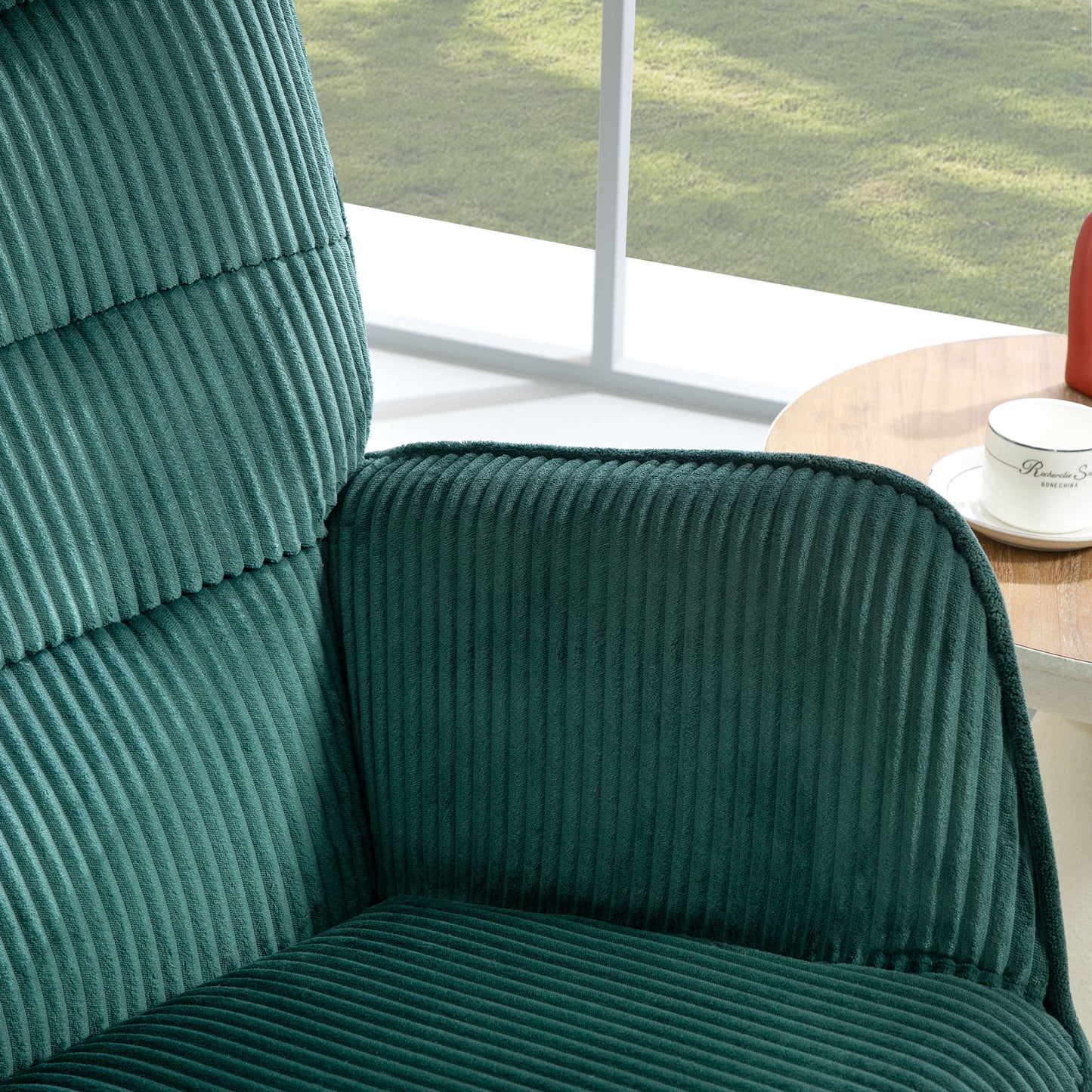 Schommelstoel – Rocking Chair – Schommelstoel Kinderkamer – Lounge Stoel – Relaxstoel – Donkergroen – Beukenhouten Frame – Comfortabele Stoffering – Max. 120 kg Belastbaar