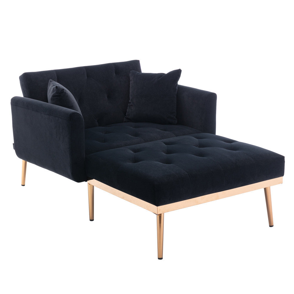 Relaxstoel – Verstelbare Fauteuil – Loungestoel – Schommelstoel – Ligstoel – Zwart Fluweel – Verstelbare Rugleuning 3 Standen – Robuust Metalen Frame 220 kg Draagkracht