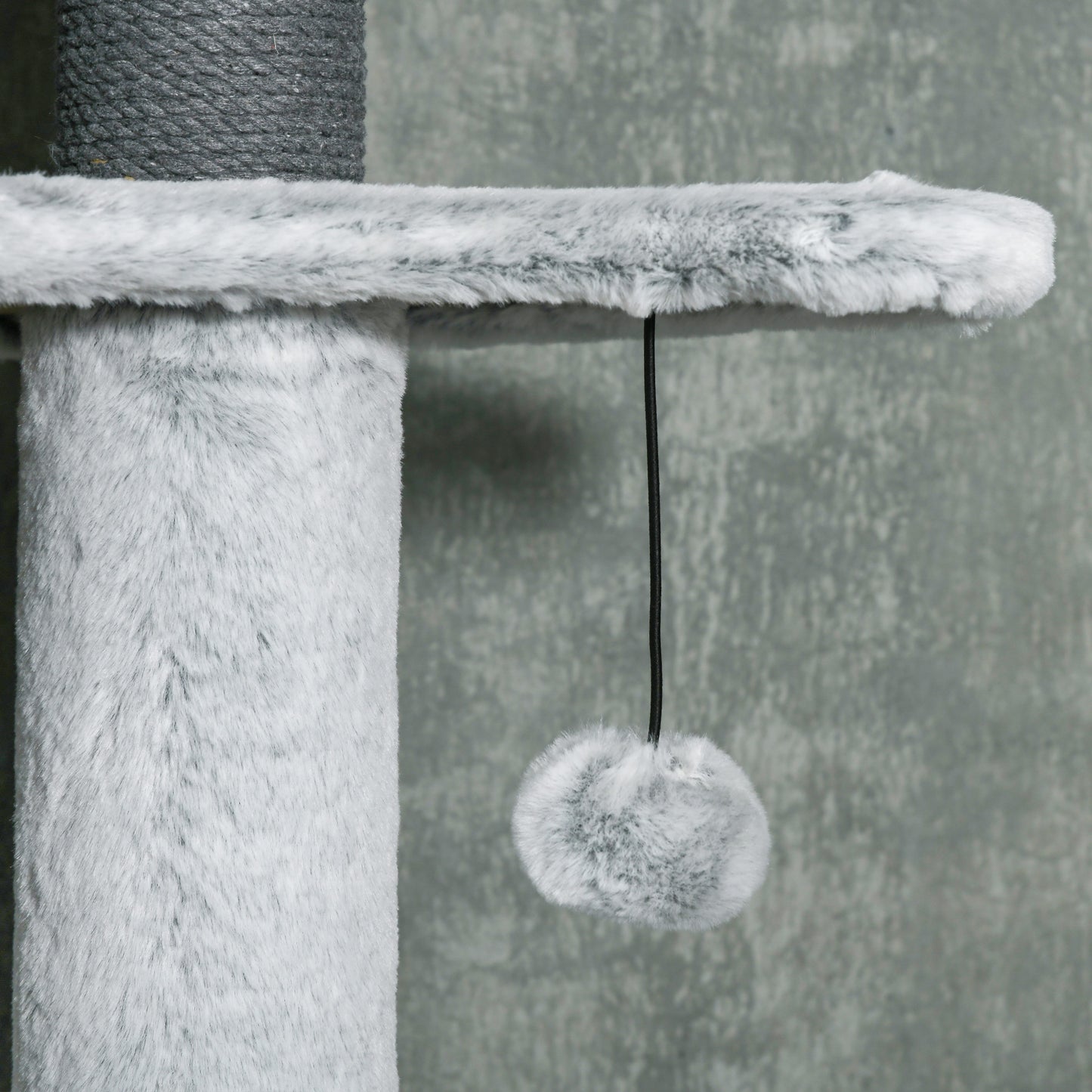 Krabpaal – Kattenboom – Klimpaal – Speelpaal – Hangmat – Grijs – Verstelbare Hoogte 225-255 cm – Stevige Plafondsteun