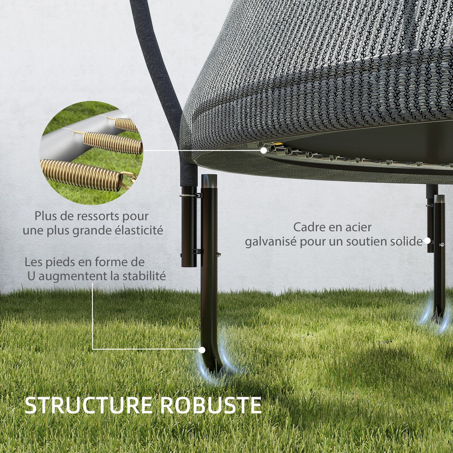 Tuintrampoline – Springkussen – Outdoor Trampoline – Speeltoestel – Veiligheidstrampoline – Ø 305 cm – Veiligheidsnet – 54 Stalen Veren – U-vormige Stalen Poten