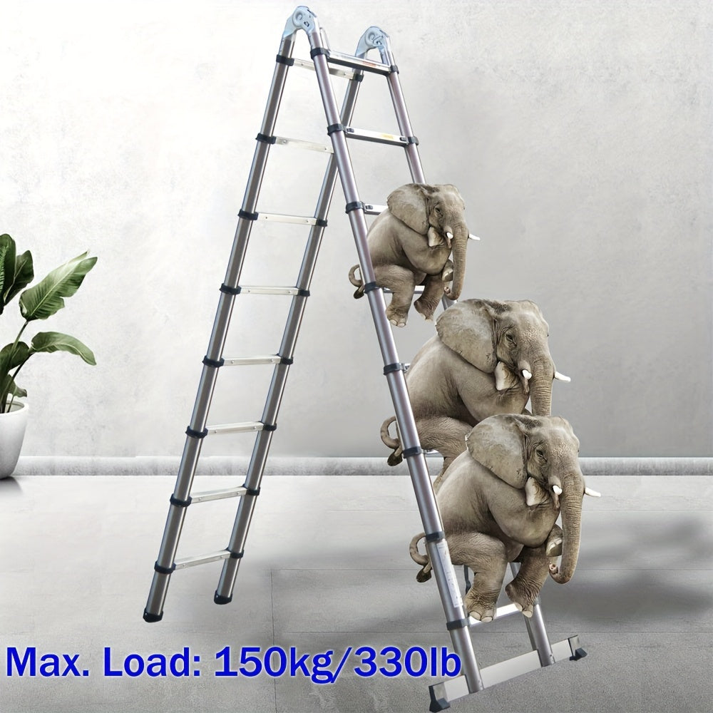 Uitklapladder – Vouwladder – Uitschuifladder – Telescopische Ladder – Trapladder – 5 Meter – Roestvrij Staal – Antislip Veiligheid