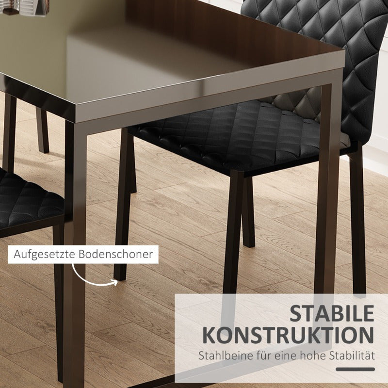 Eetkamerstoel – Keukenstoel – Stoel – Zitstoel – Designstoel – Zwarte Gestoffeerde Zitting – Stalen Poten – 41x50x91 cm