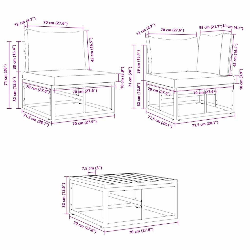 Tuinset – Loungeset – Buitenmeubilair – Tuinmeubelen – Terrasset – Aluminium Frame – Weerbestendige Kussens