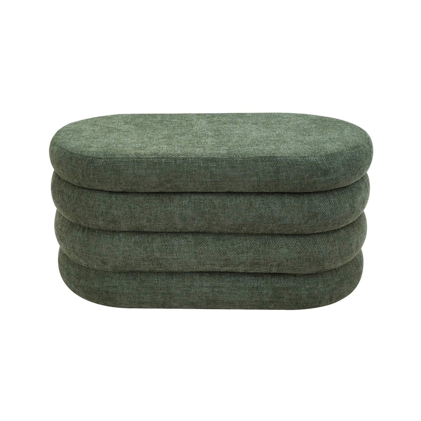 Rebecca Mobile Pouf, Long Oval Pouf, White Orange Green Grey, Polyester Fabric MDF, with Storage Compartment, for Living Room Bedroom - Measurements Hxlxp: 38 X 76 X 38 Cm