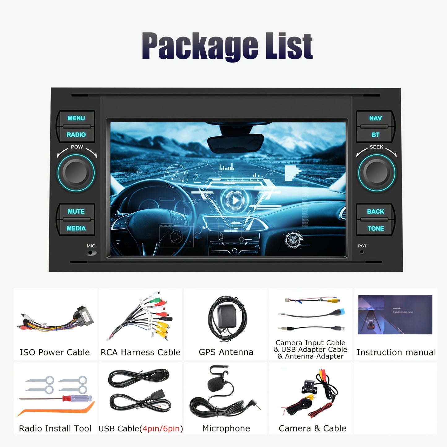 Autoradio – Car Stereo – Auto Radio – Multimedia Speler – Navigatiesysteem – Android 15.0 – Draadloze CarPlay & Android Auto – 7 Inch Touchscreen – 4GB+64GB