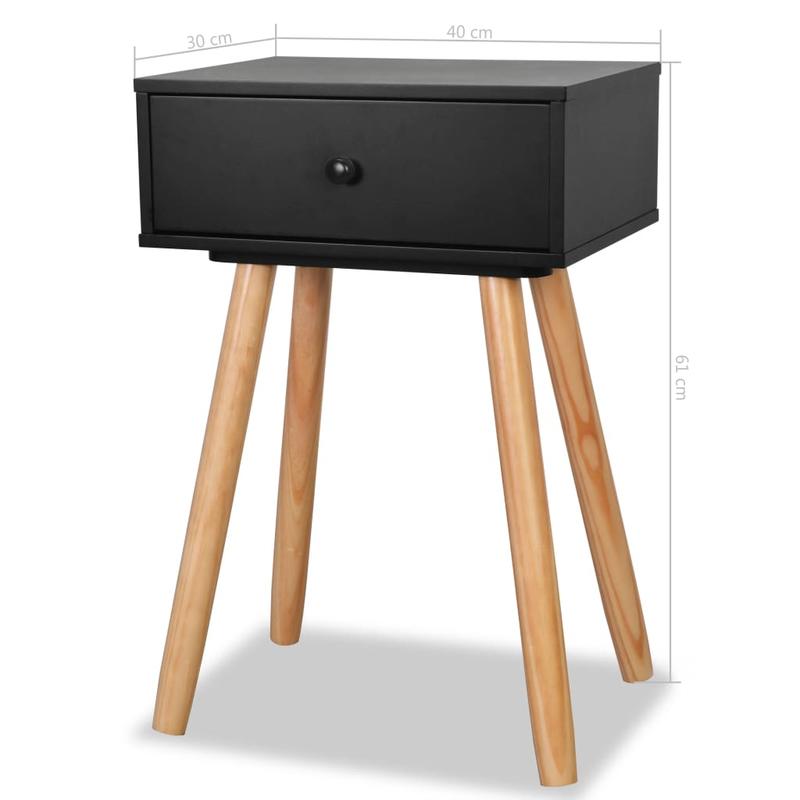 Bedside tables 2 st 40x30x61cm Solid grenenwood black Removable, suitable for indoor use and suitable for all seasons
