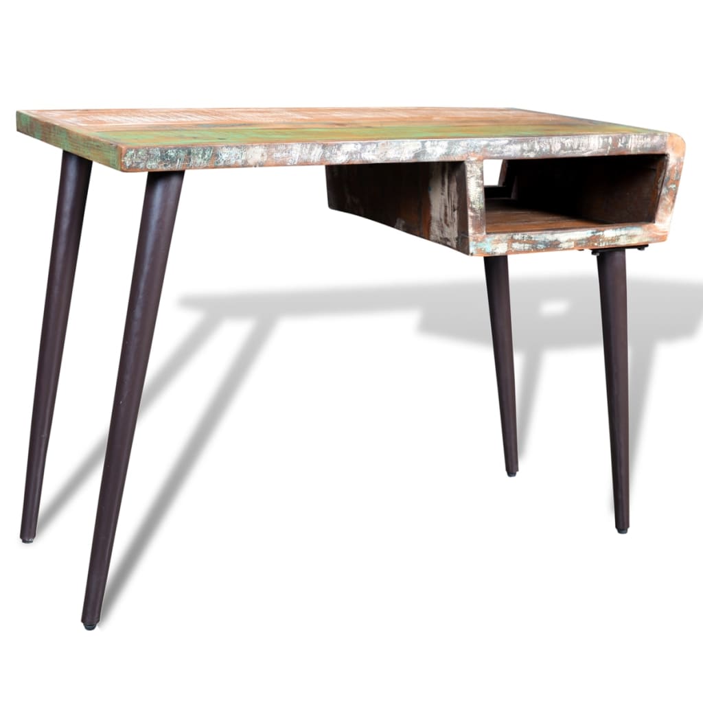 Bureau – Werkplek Tafel – Schrijfmeubel – Computertafel – Studieplek – Gerecycled Houten Blad – Stevige Metalen Poten