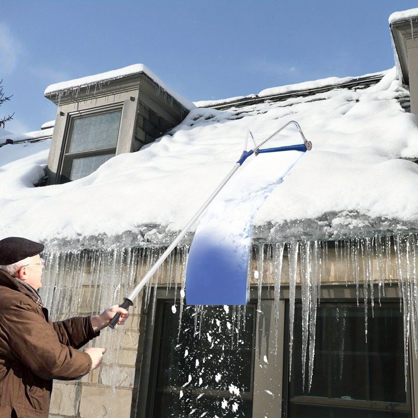 Instelbare Dak Sneeuwhark – Sneeuwschuiver – Dakschuiver – Sneeuwruimer – Dakveger – Aluminium & Oxford Materiaal – Telescopisch Design