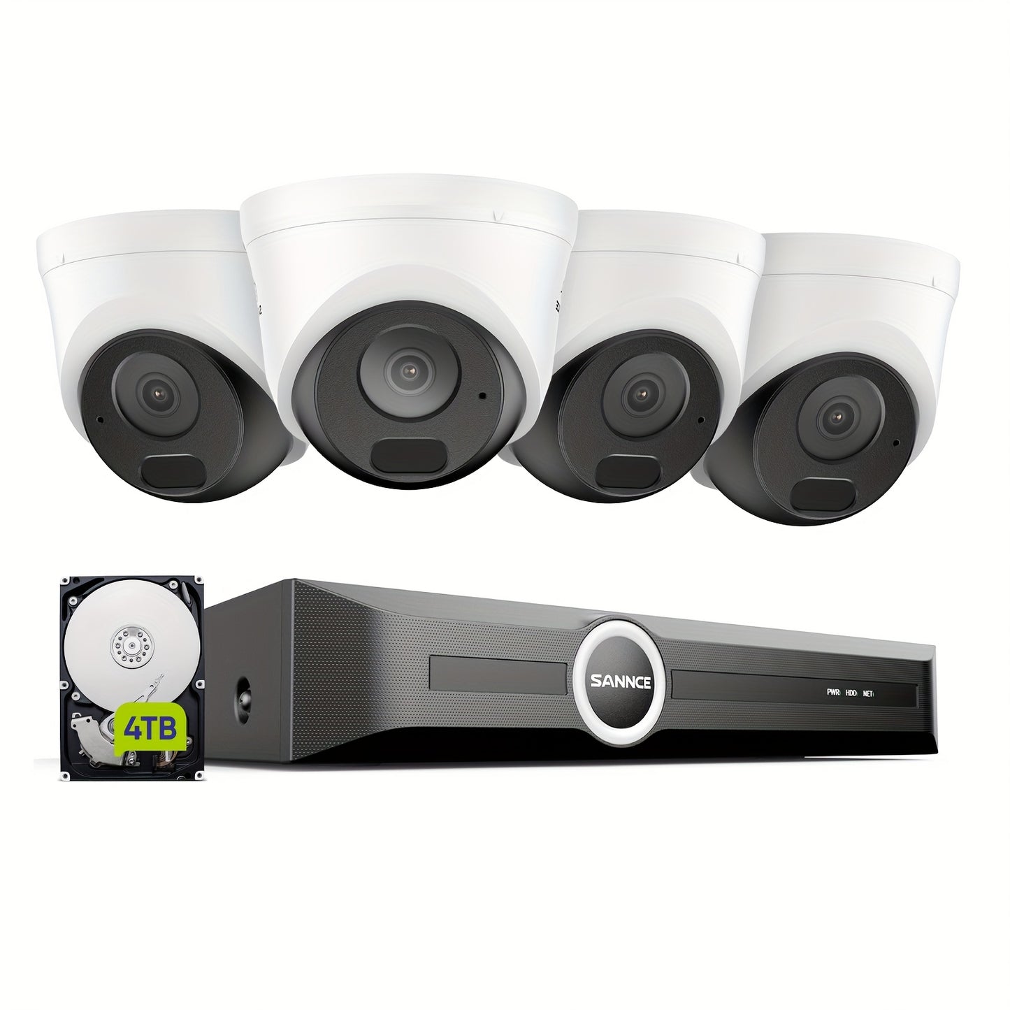 Beveiligingscamera – Camerabewaking – Buitencamera – Bewakingscamera – IP Camera – 4 Camera’s – 4TB Harde Schijf – Nachtzicht 30m – Mens/Voertuig Detectie