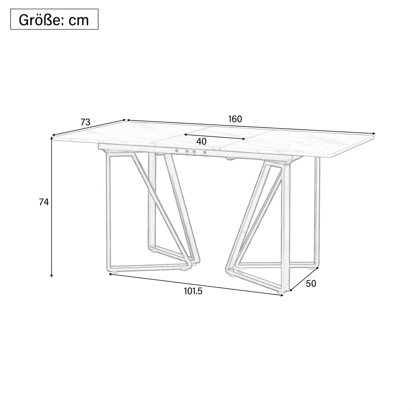 Uitklapbare Eettafel – Uitschuifbare Tafel – Verlengbare Eettafel – Klaptafel – Multifunctionele Keukentafel – Marmerprint Wit Goud – Met Verstelbare Metalen Poten