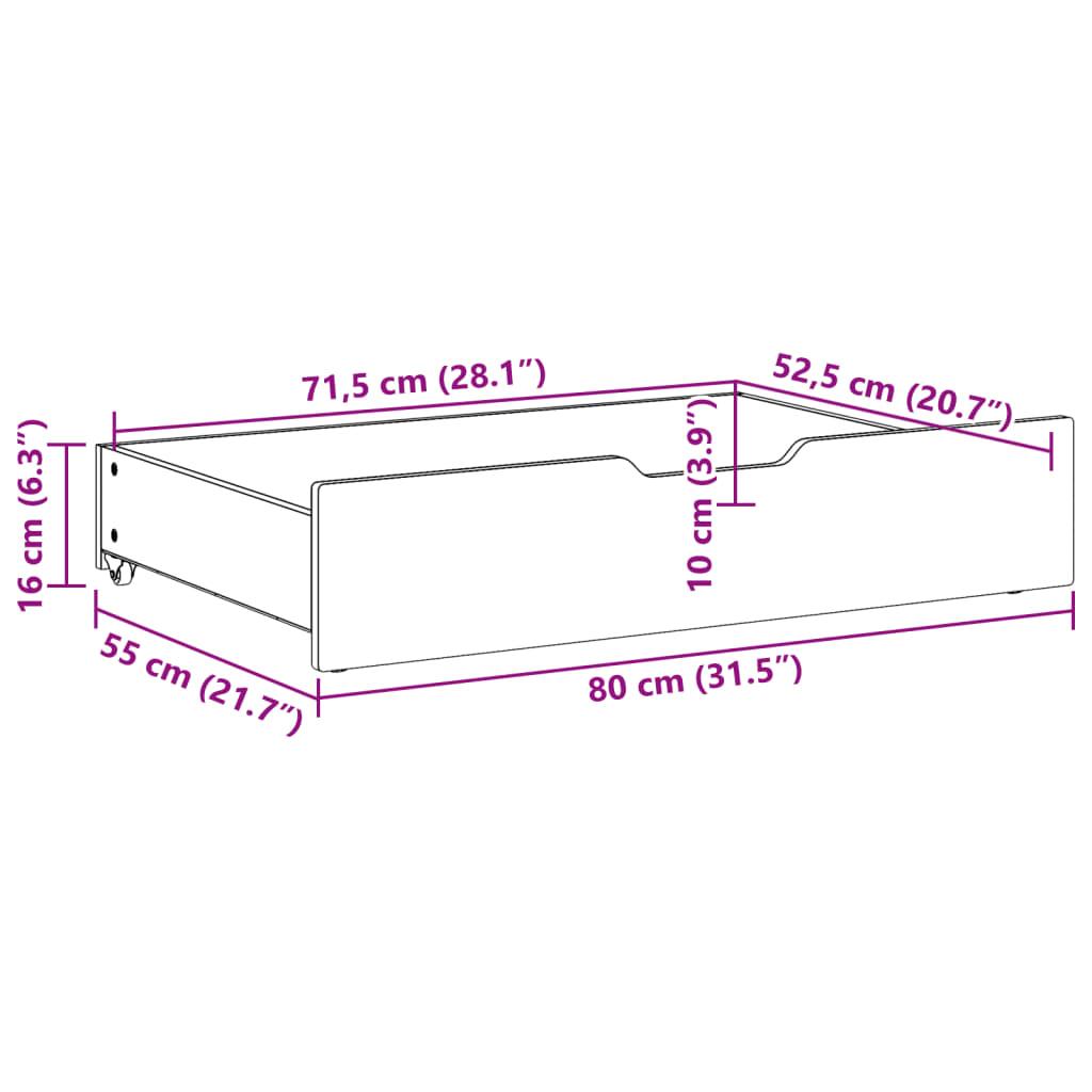 Bedlade – Opberglade – Lade Onder Bed – Bedkast – Onderschuiflade – Massief Pijnhout – Met Wieltjes – 80x55x16 cm – Tijdloos Design