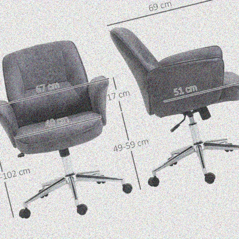 Ergonomische Bureaustoel – Kantoorstoel – Werkstoel – Bureauzetel – Gamestoel – Verstelbare Zithoogte – Kantelbare Rugleuning – Grijze Stof – Draagt Tot 120 kg