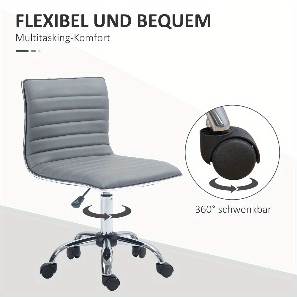 Bureaustoel – Office Chair – Draaistoel – Kantoorstoel – Computerstoel – Verstelbaar in Hoogte – Met Metalen Frame en Sponskussen – Lichtgrijs – Zonder Armleuningen – Max 120 kg