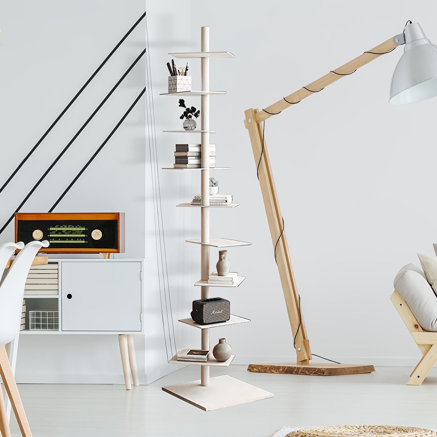 Boekenkast – Boekenrek – Vakkenkast – Opbergkast – Stellingkast – 9-laags – Draaibaar Met Metalen Frame – Smal Hoog Design