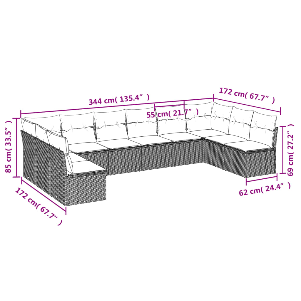 Loungeset – Loungesets – Tuinset – Tuinmeubel – Loungestoel – Beige en Grijs – Weerbestendig PE-Rattan – Waterdichte Opbergruimte