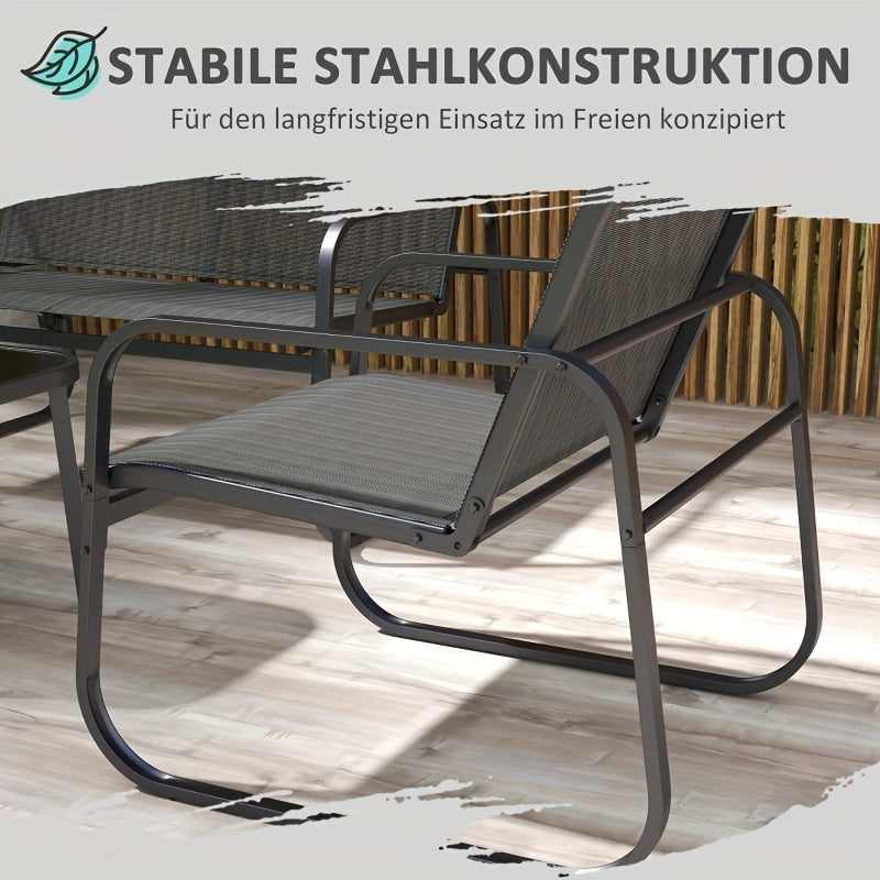 Tuinset – Tuinmeubelset – Balkonset – Patio Meubilair – Buitenmeubelset – Zwart Metalen Frame – Weerbestendig & Compact