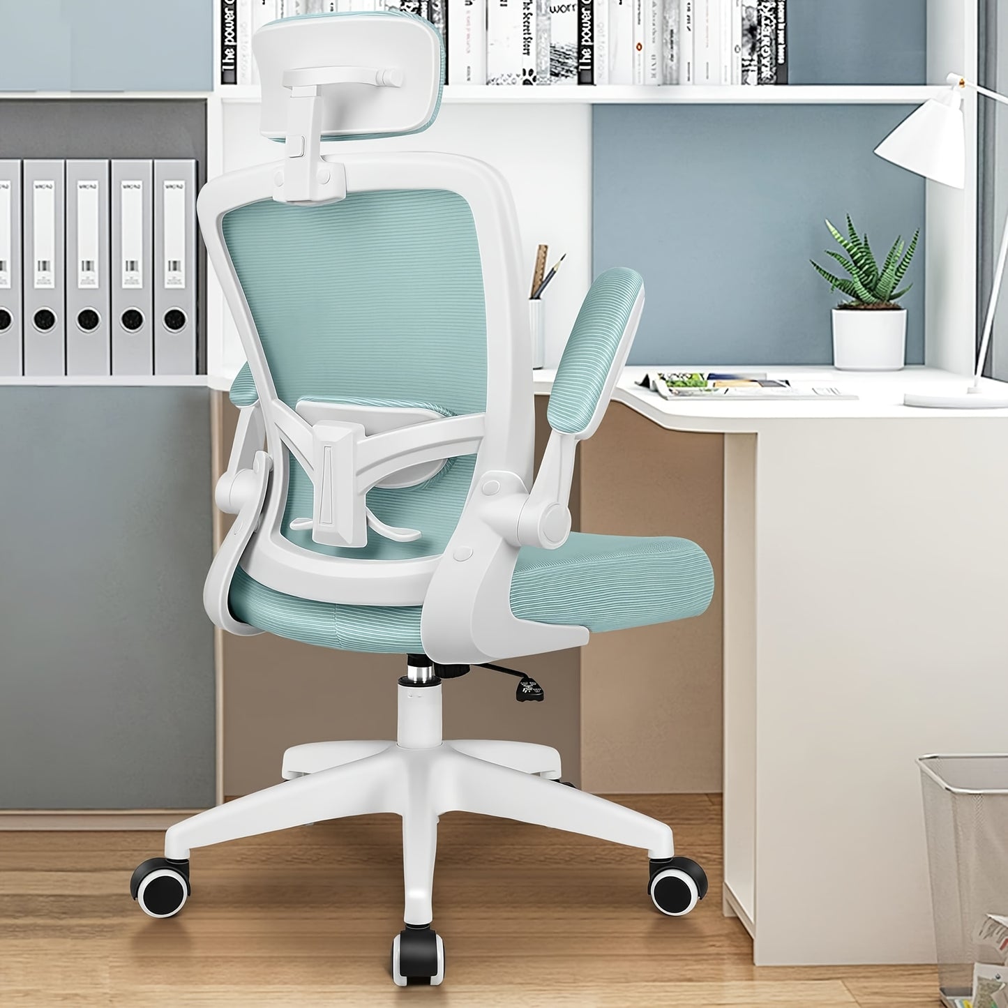 Ergonomische Bureaustoel – Kantoorstoel – Gamestoel – Werkstoel – Draaistoel – Verstelbare Rugsteun – Hoog Belastbaar Metaalframe – Lichtblauw