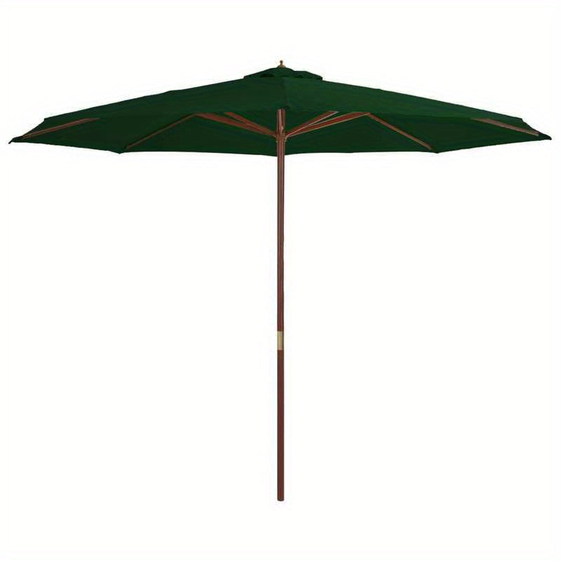 Parasol – Zonnescherm – Buitenparasol – Terrasparasol – Houtenkleurige Parasol – 350 Cm Diameter – Stevige Houten Paal – Groen