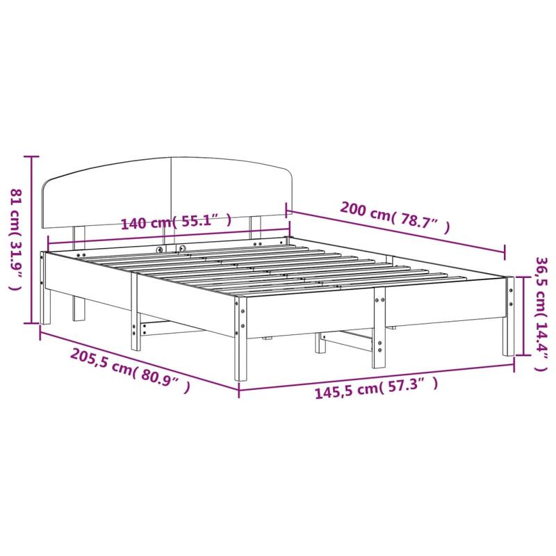Contemporary Pine Wood Bed Frame 140x200cm - Solid Wood, Removable Headboard & Footboard, Easy Assembly, No Mattress Included, Minimalist Bedroom Furniture, Bedroom Furniture, Sleek Furniture, Natural Wood Finish