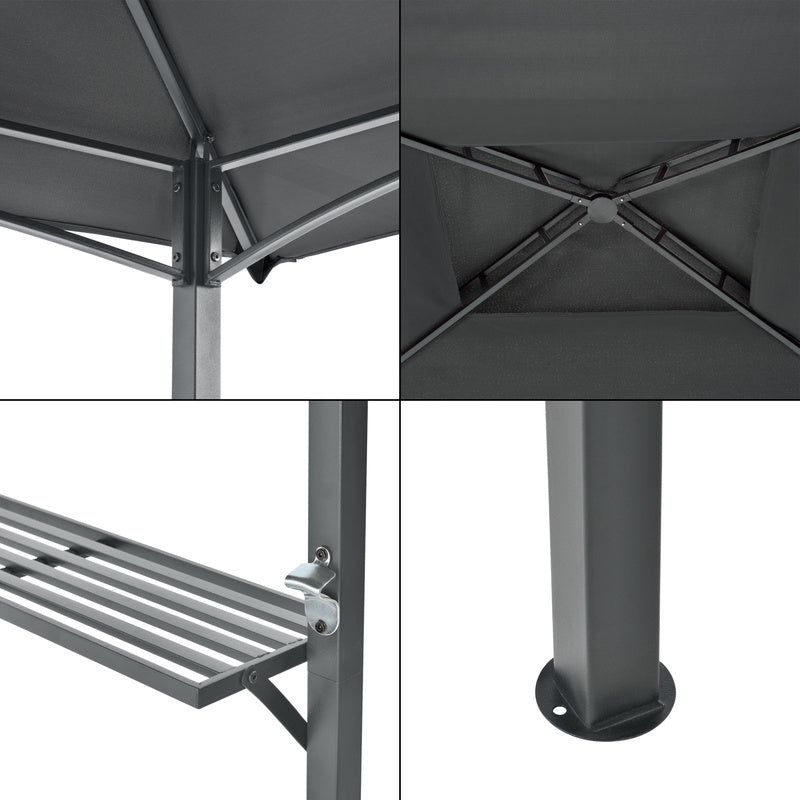Tuinpaviljoen – Partytent – Prieel – Pergola – BBQ Paviljoen – Stevig Gepoedercoat IJzeren Frame – Waterafstotend Dubbel Polyester Dak 250x241x151 cm