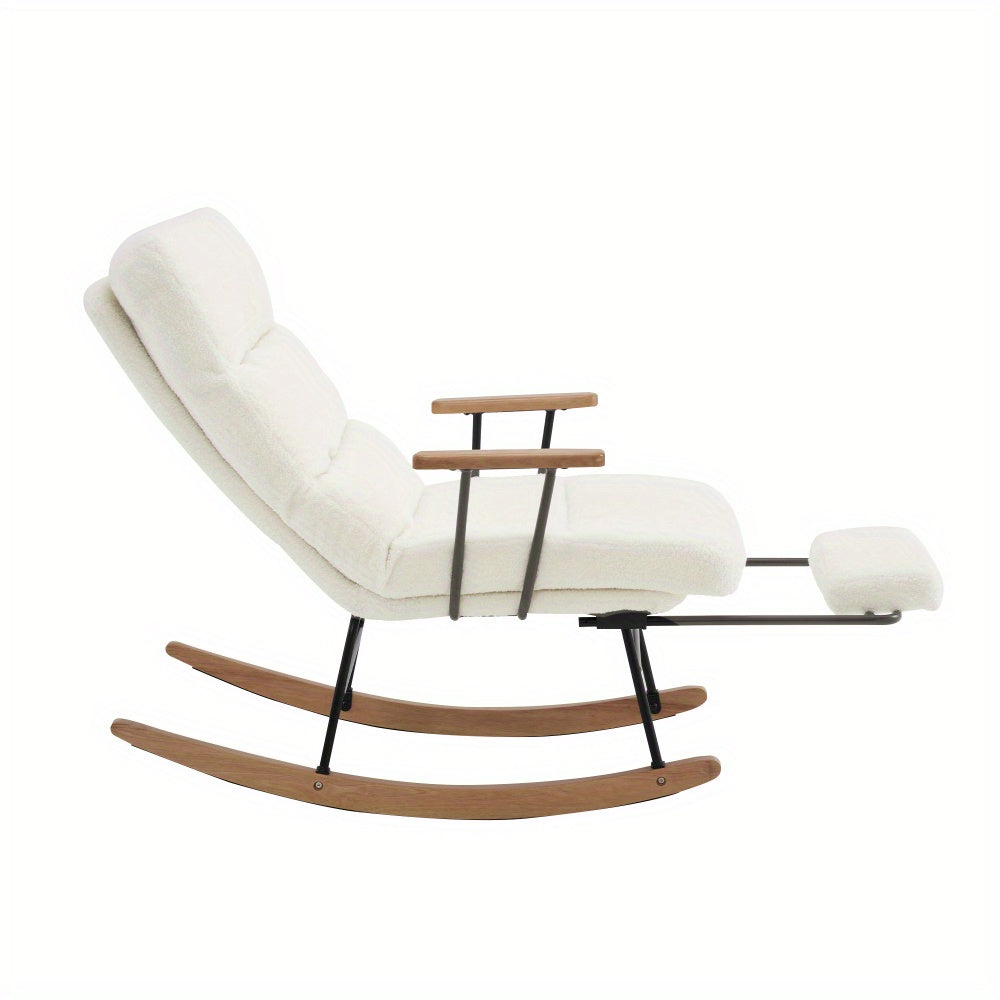 Schommelstoel – Relaxstoel – Fauteuil – Lounge stoel – Voedingsstoel – Comfortabele Velvet Bekleding – Handmatig Verstelbare Voetsteun