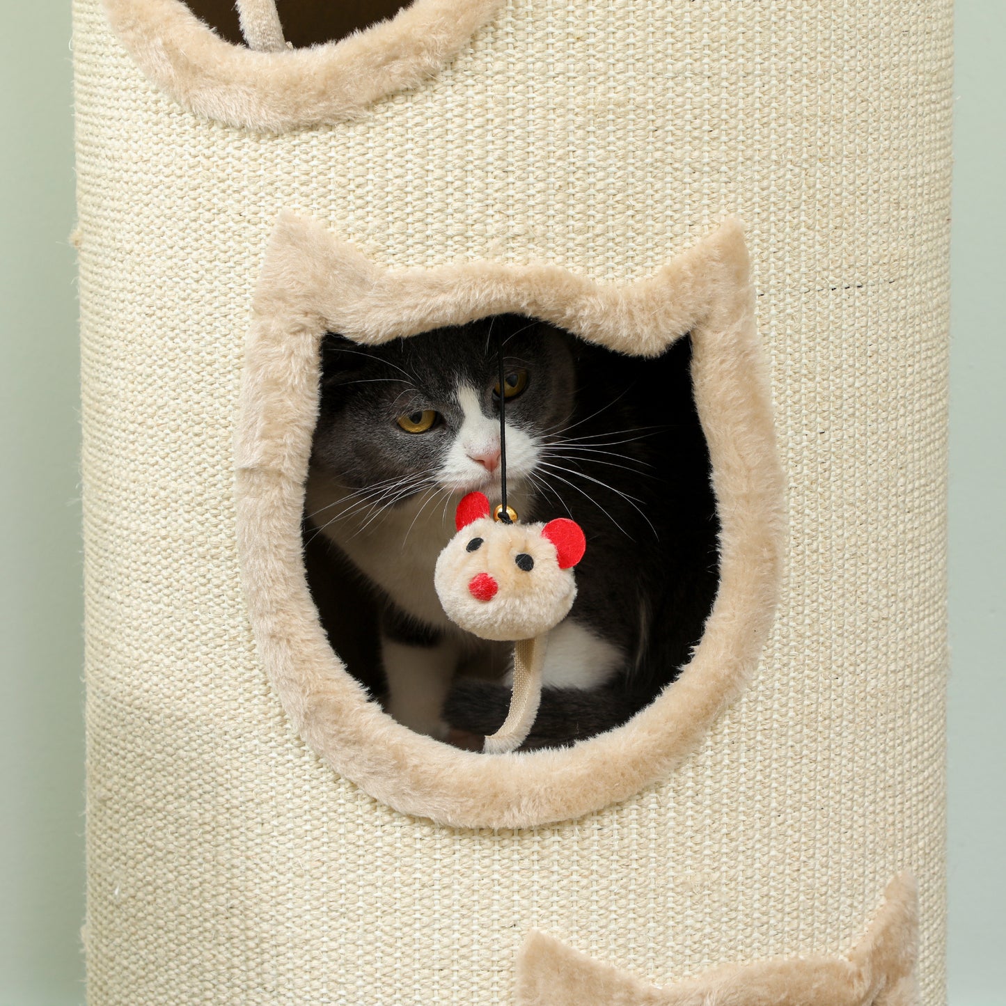 Krabpaal voor Katten – Krabboom – Kattenpaal – Kattenmeubel – Krabtoren – 4 Niveaus met Wasbaar Bed – 3 Slaapholletjes – Grijs – 96 cm – Voor Meerdere Katten