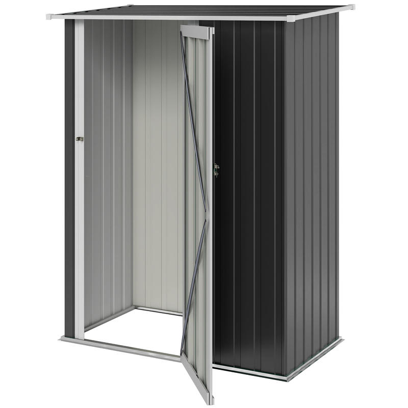 Tool shed garden house tool shed with door outdoor steel dark grey 142 x 84 x 189cm, temporary, removable, Temporary Shelter, Outdoor Shed, Compact Shed, Weatherresistant, Storage Shed, Utility Shed, Gardeners, Landscapers