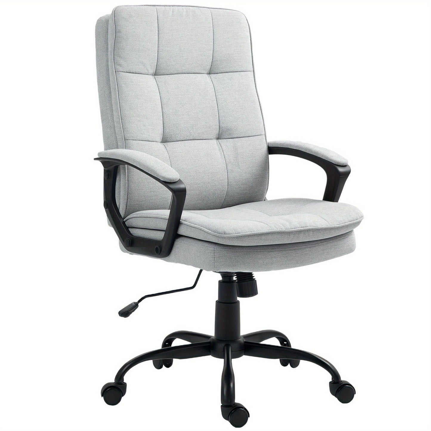 Bureaustoel – Office Chair – Draaistoel – Kantoorstoel – Bureaustoelen – Ergonomisch Design – Verstelbare Zithoogte – Rocking Functie – Wit Frame Met Grijze Bekleding