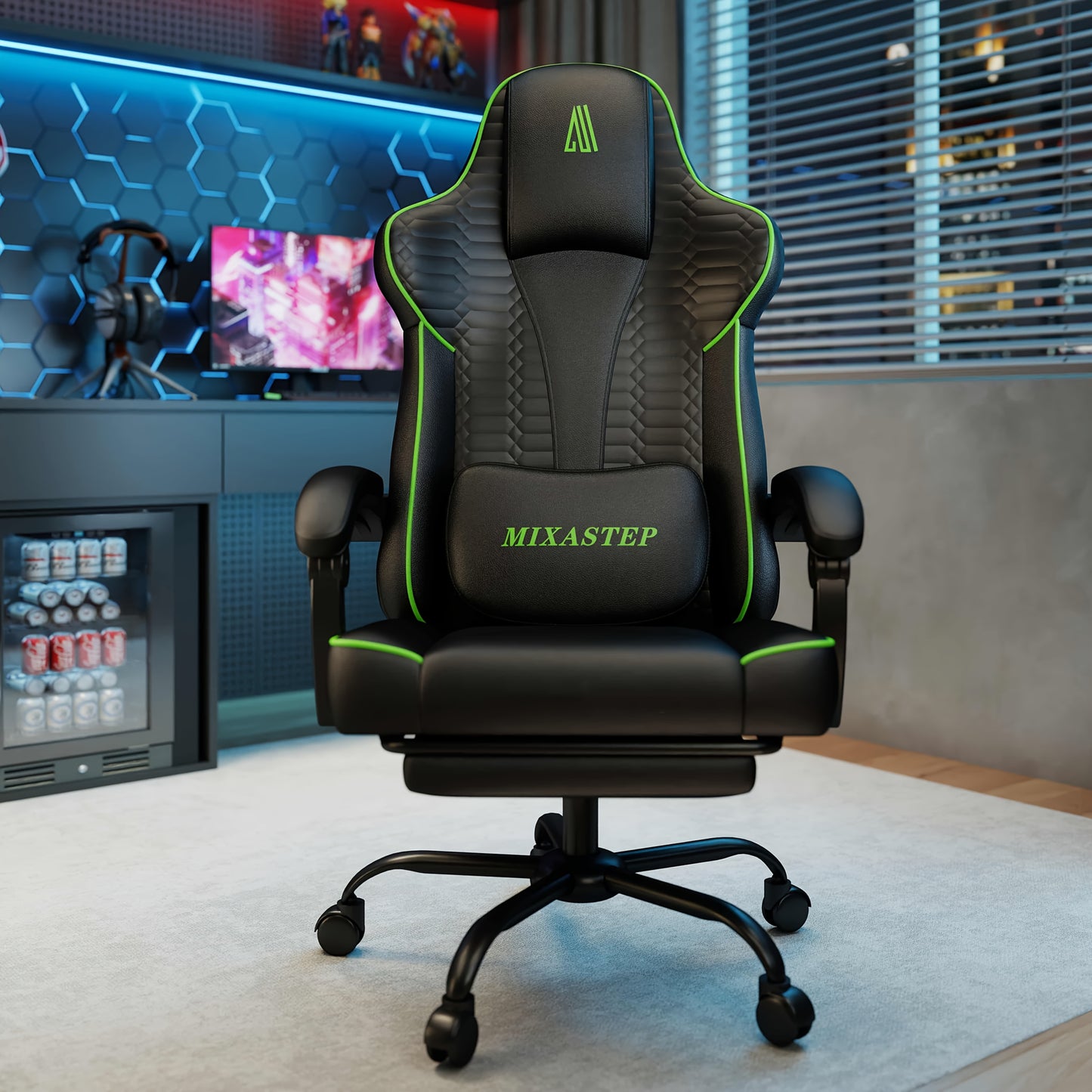 Gamingstoel – Gamestoel – Gaming Chair – Bureaustoel – Game Stoel – Ergonomisch – Verstelbare Rugleuning – 360° Draaibaar – Max 150 kg – Groen
