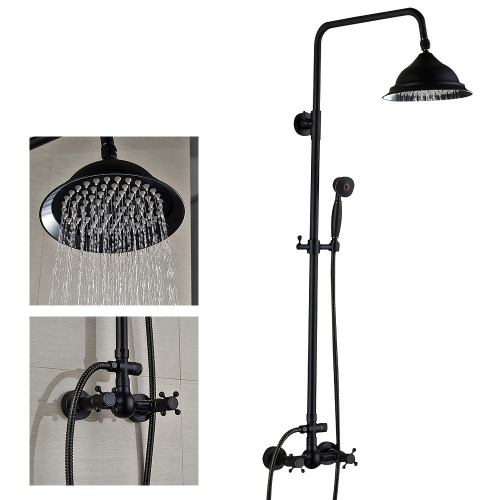Regendouche – Douche Set – Thermostaatkraan – Wandmontage – Ronde Douchekop – RVS Chroom Afwerking – Ingebouwde Thermostaat – Duurzaam & Eenvoudig Te Installeren