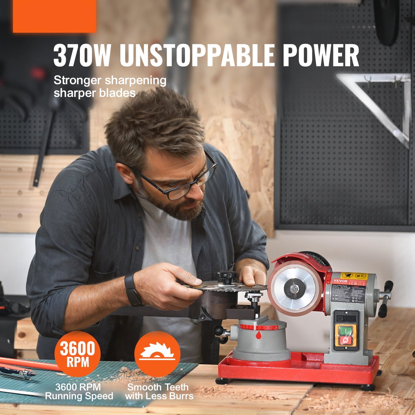 Cirkelzaagslijper – Zaagbladslijper – Slijpmachine Zaagbladen – Bladslijper – Zaagblad Scherpmaker – 370W Motor – 3600 RPM Snelheid