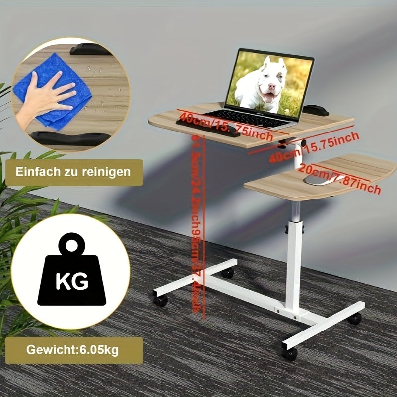 Space Saving Adjustable Desk 60x40cm | Tiltable Tabletop And 61-95cm Height Adjustment | Ergonomic Bedside Desk for Living Room (tool-free Assembly)