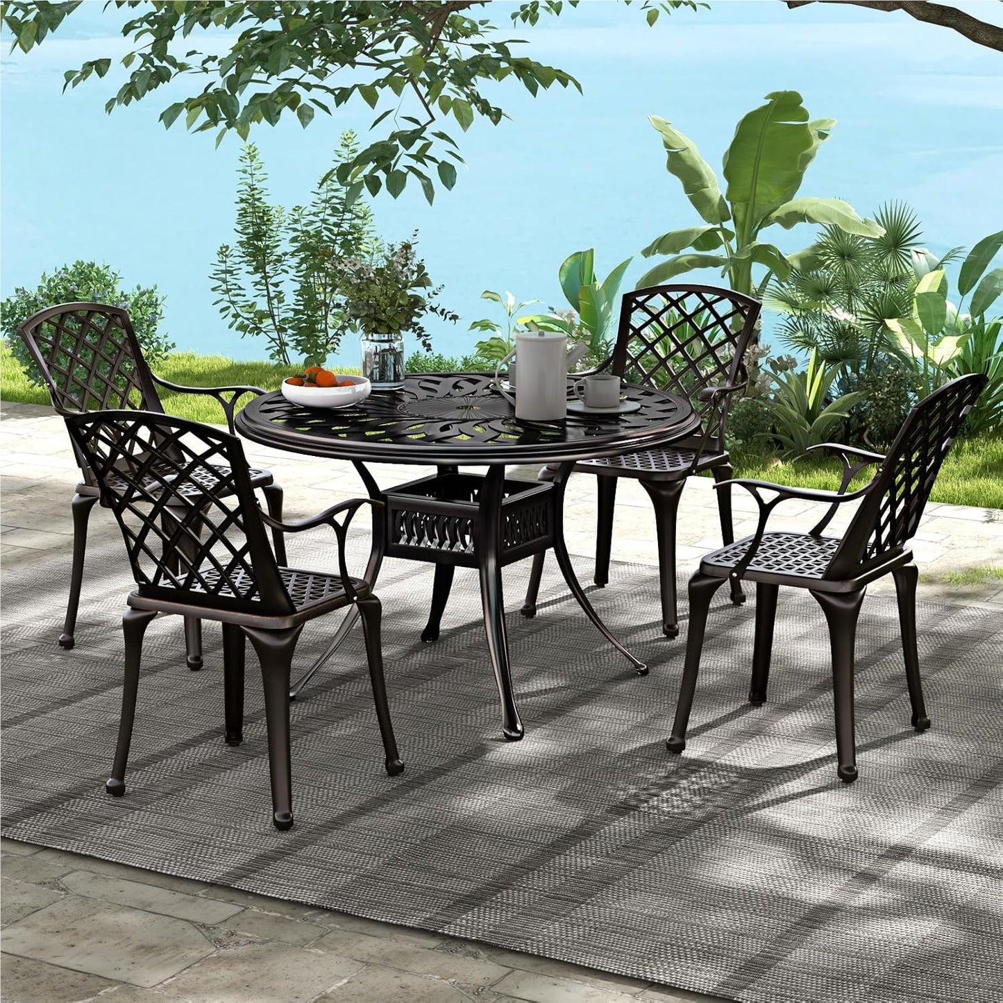 Aluminium Tuinstoelen – Terrasstoelen – Balkonstoelen – Buitenstoelen – Tuinmeubilair – Weerbestendig – Ergonomisch Met Armleuningen – Koper Rood – Set van 2
