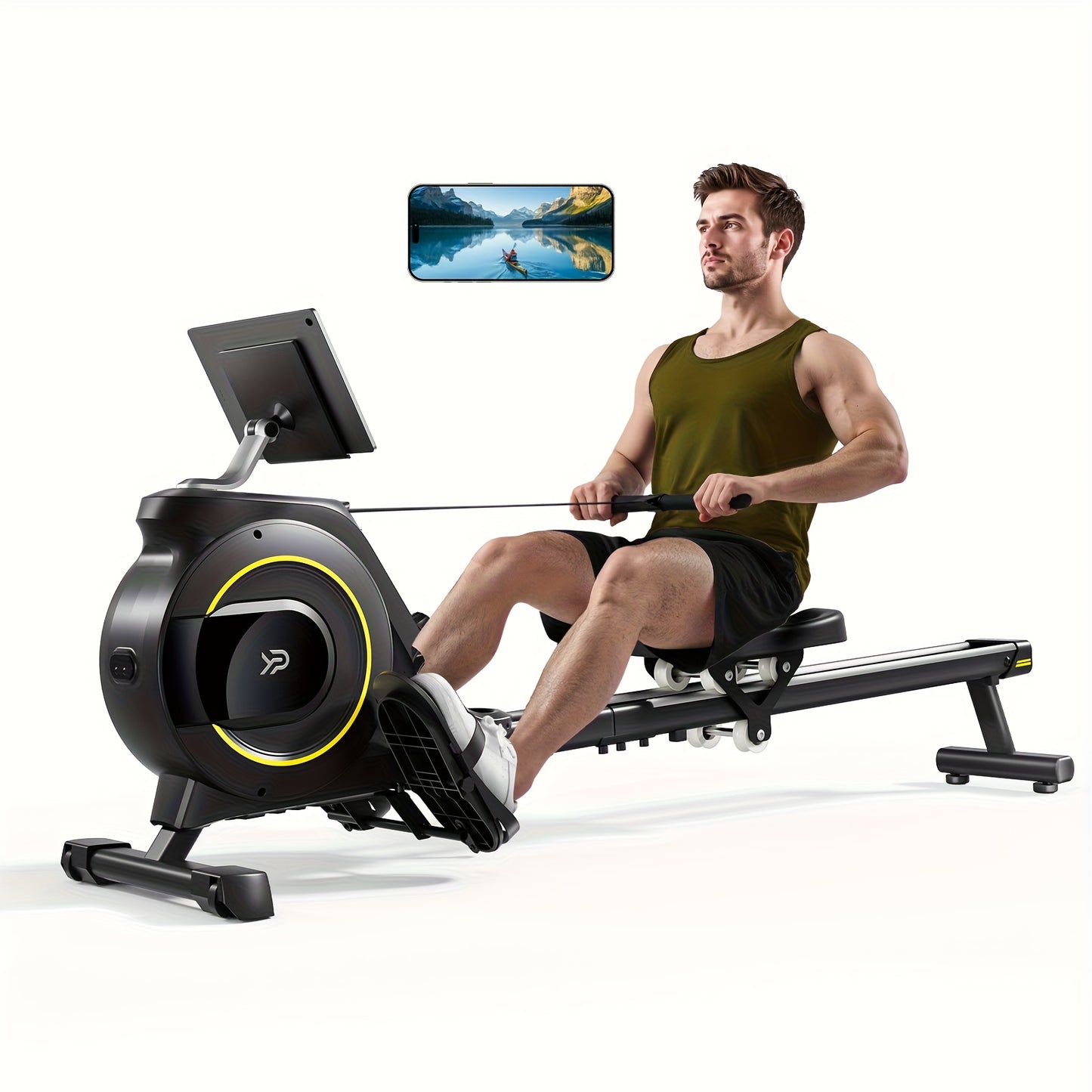 Roeitrainer – Roeimachine – Fitnessapparaat – Fitnessroeier – Magnetische Rower – 16 Weerstandsniveaus – Compact Met Wieltjes